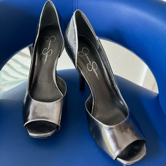 Jessica Simpson | Shoes | Jessica Simpson Josette Pewter Metallic Silver Heels | Poshmark